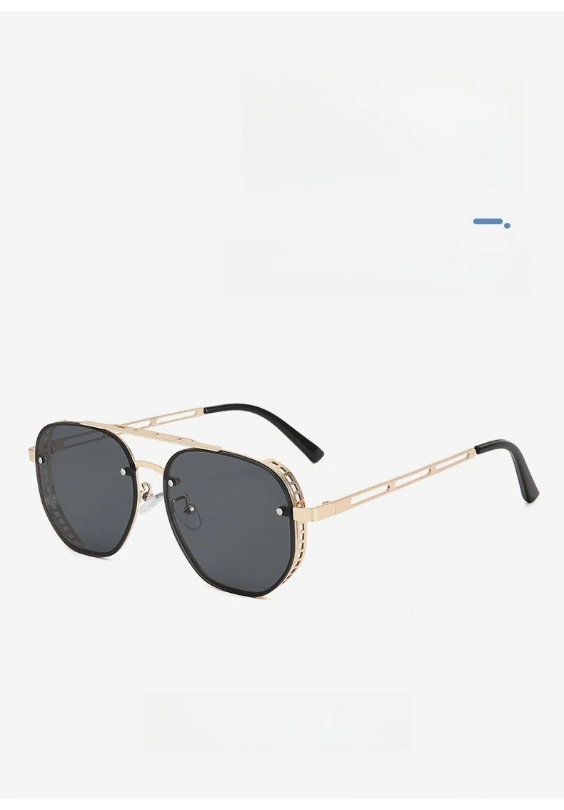 Luxury Brand Double-bridge Sunglasses Fashionable Large Frame with Side Cutouts Eyeglasses Outdoor UV400 Classic Driving Shades