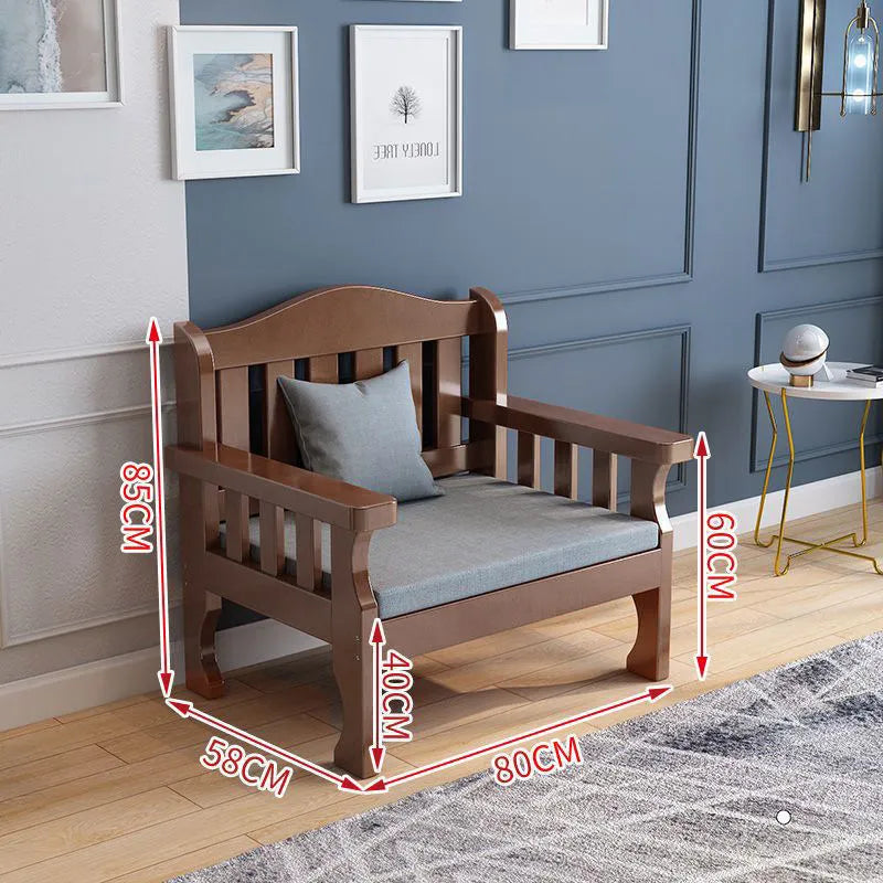 Solid wood sofa new Chinese combination wooden sofa rental room backrest bench economical living room small apartment sofa