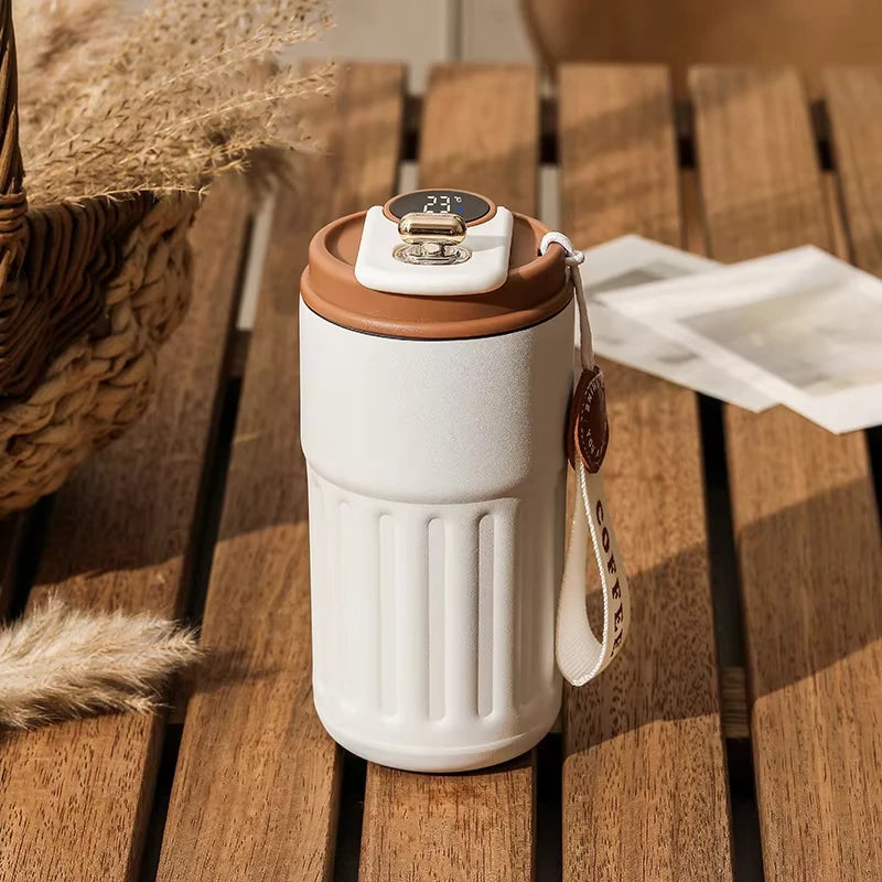 450ML LED Temperature Display Thermo Water Bottle Stainless Steel Coffee Cup Travel Vacuum Flask Keep Cold and Heat Thermal Mug