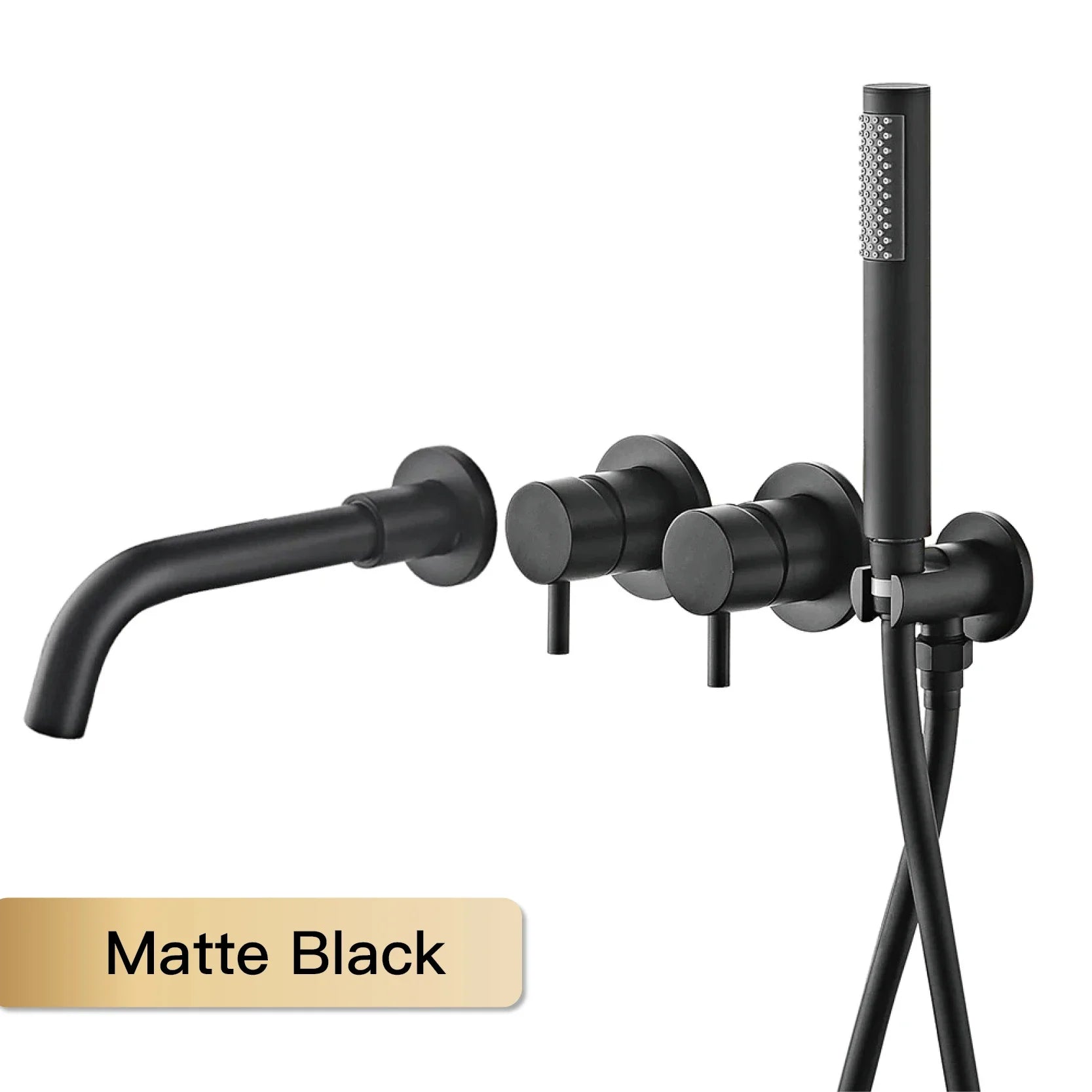 Farrete Concealed Wall-Mounted Bathtub Faucet Gun Grey All-Copper Built-In Cold and Hot Shower Head Set Bathroom Brushed Gold