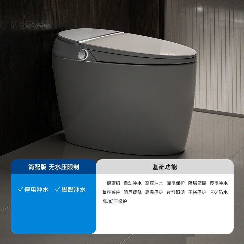 Intelligent toilet egg shaped seat with fully automatic and no water pressure limit