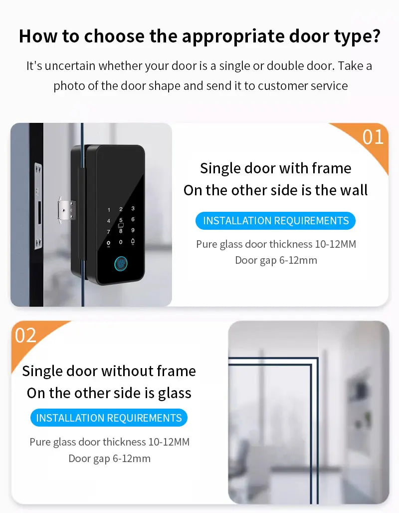Multifunctional Smart Glass Door Lock Electronic Digit Biometric Fingerprint Tuya App Key Electric Smart Life Digital Door Lock