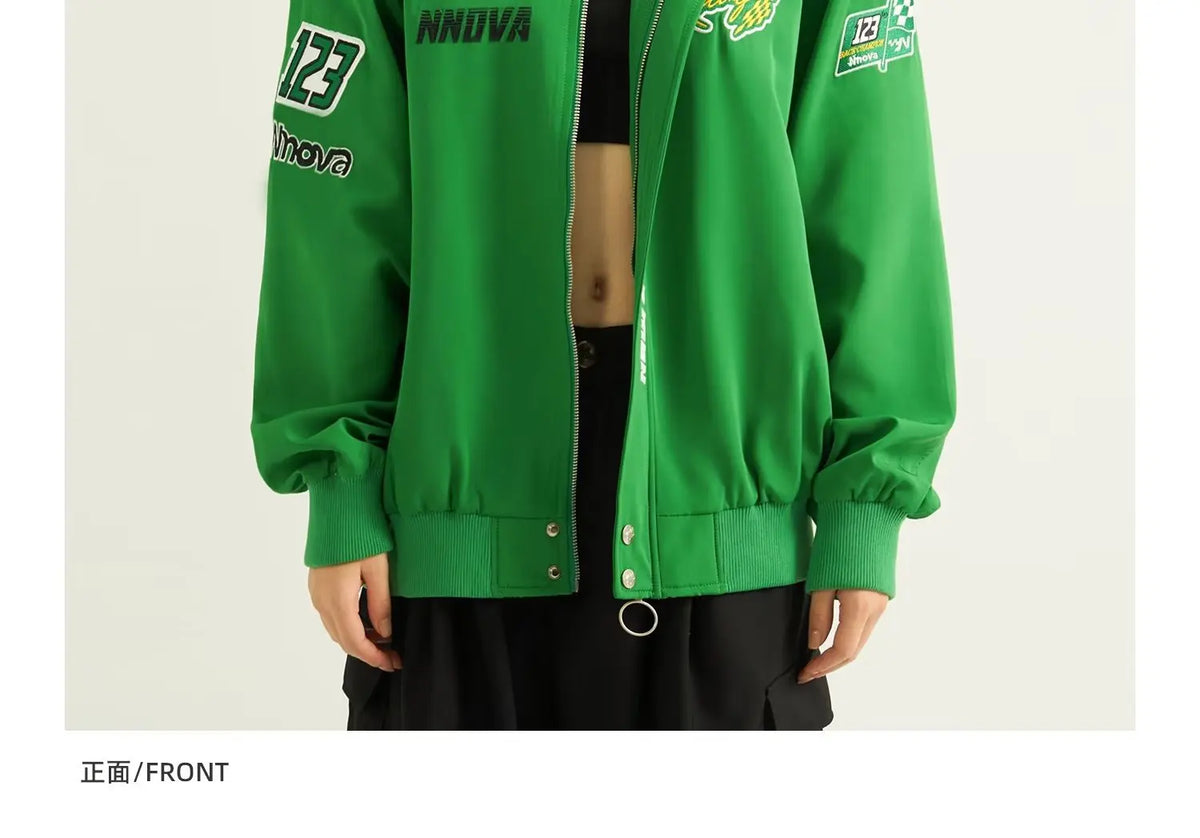 Motorcyclist Man Racer Baseball Uniform Racing Bike Embroidery Windbreaker Coat Spring Autumn Flight Stand-up Men Women  Jacket