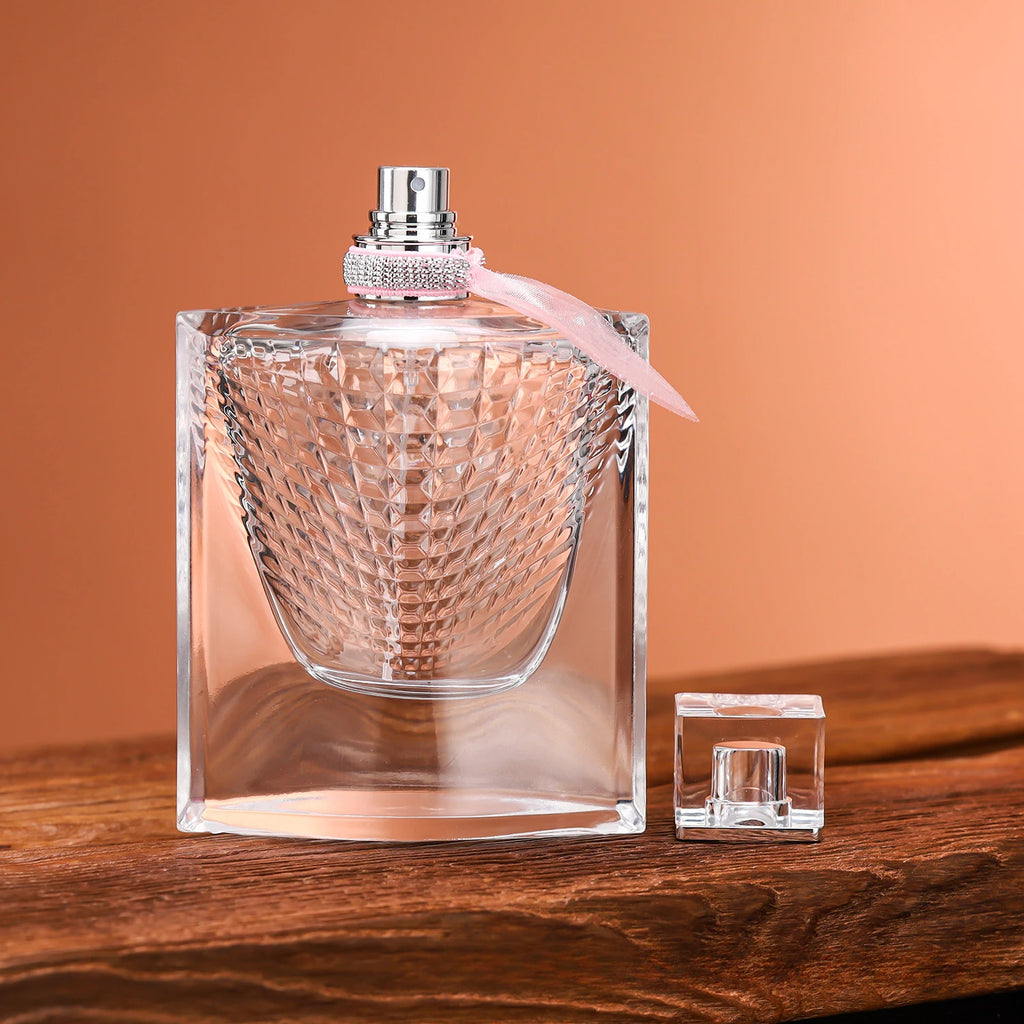 Bayonet Perfume Bottle 75ml Fish Scale Bottle with Silk Scarf Cap Transparent Glass Cosmetic Dispensing Empty Bottle