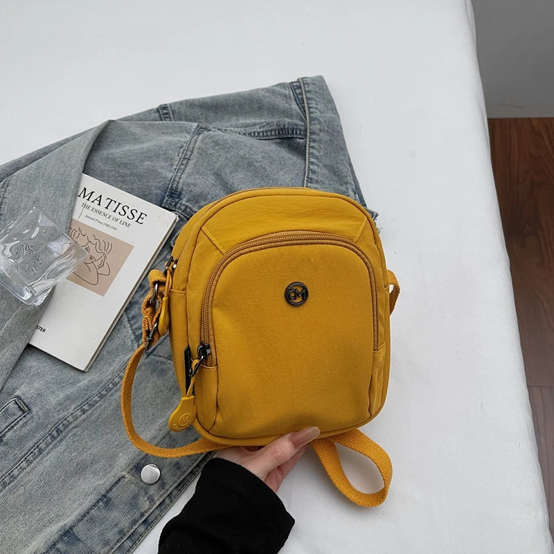Waterproof Nylon Mobile Phone Bag Portable  Three-Layer Coin Purse Crossbody Bag for Youth Casual Simple Style Functional...