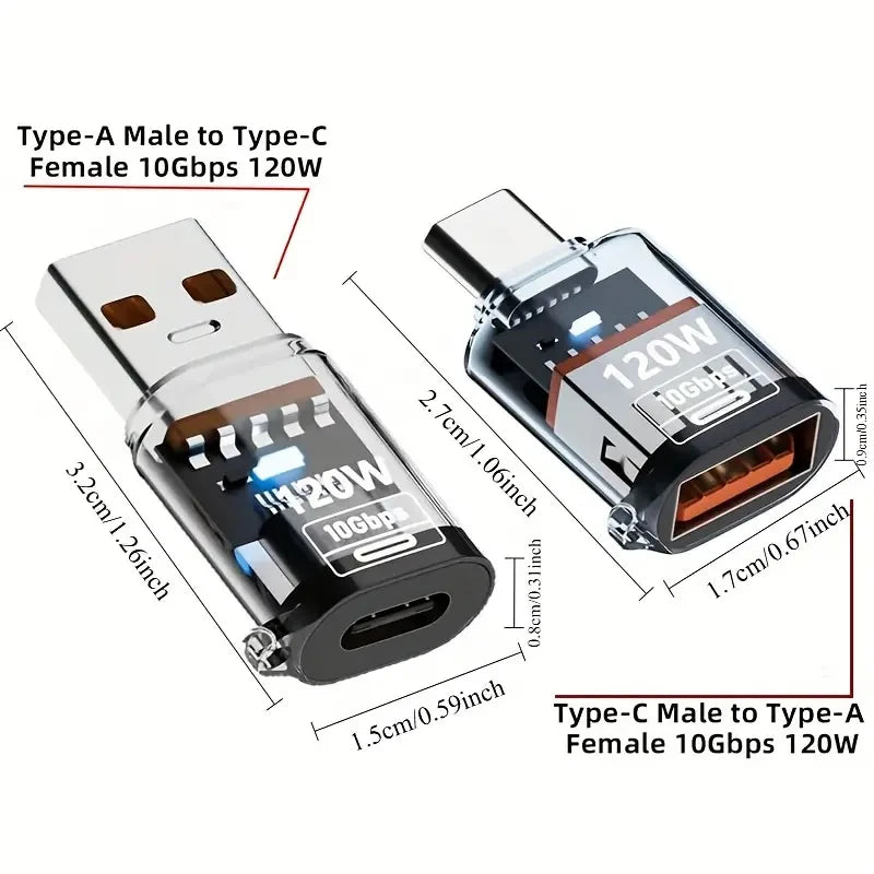 4Pcs USB to USB C Adapter USB Type C Female to USB Adapter, Type-C Male to USB-A Female Adapter 10Gbps  OTG Fast Charging