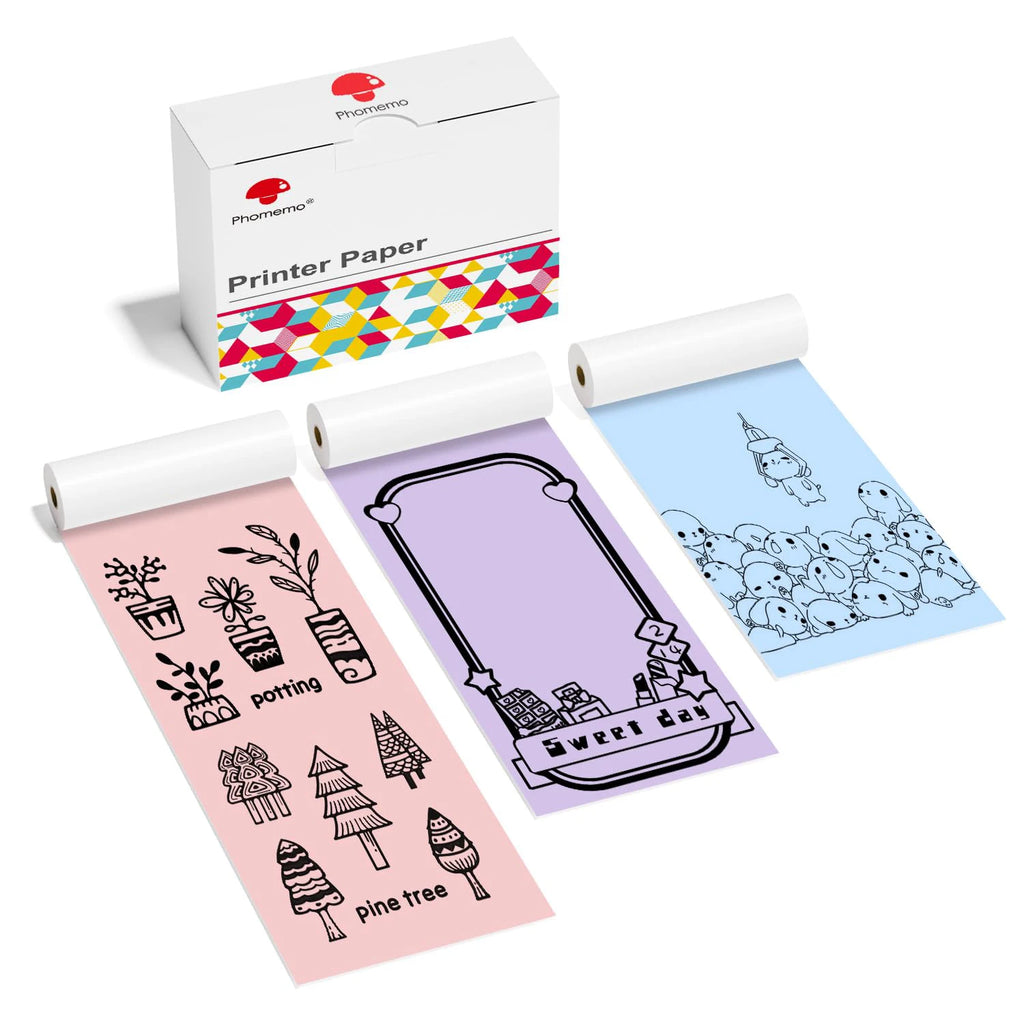 M04S Paper for M04AS Printer M03AS HD thermal Color Paper 80mm x 3.5m 3rolls Works in Phomemo M03/ M03AS/M04S/M04AS Printer