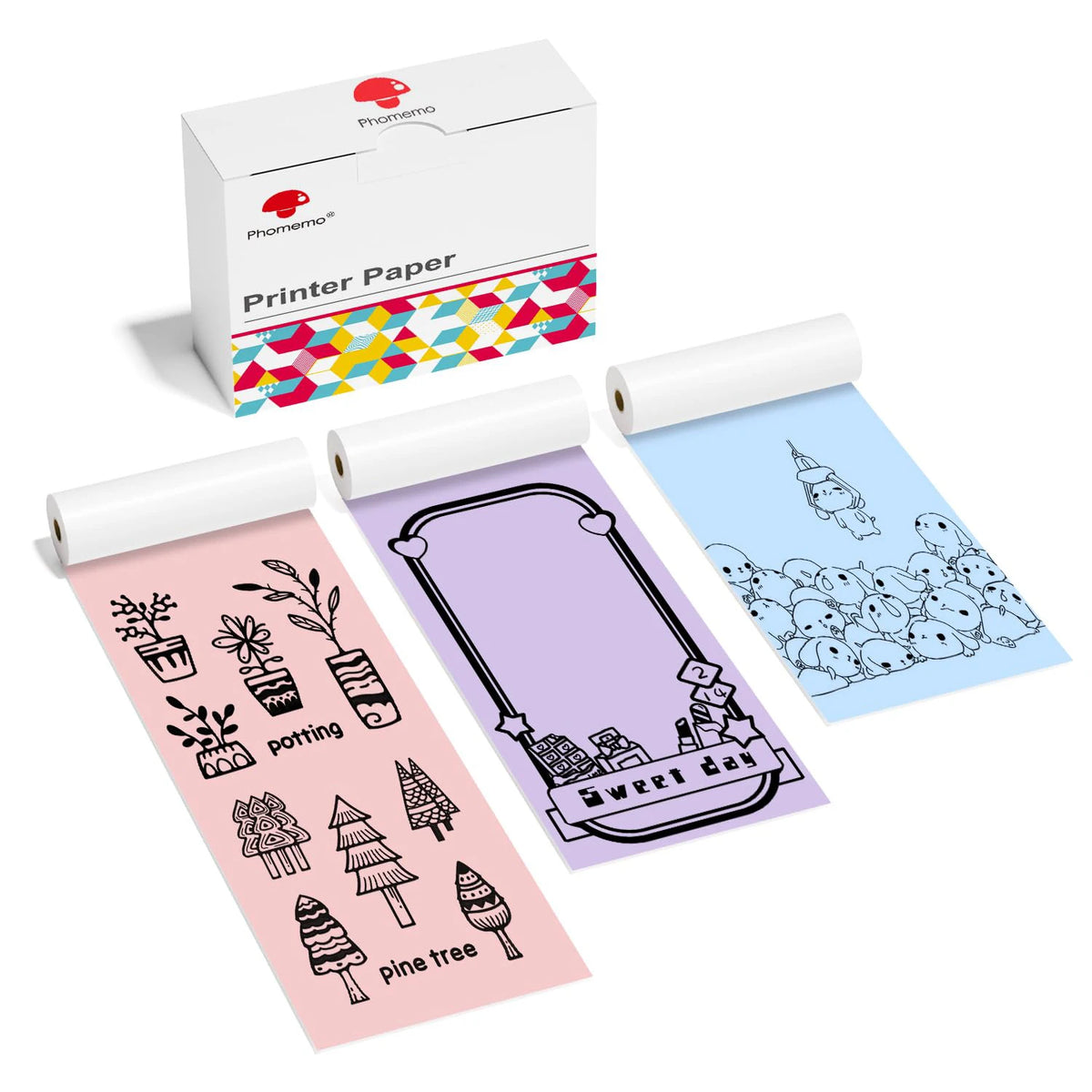 M04S Paper for M04AS Printer M03AS HD thermal Color Paper 80mm x 3.5m 3rolls Works in Phomemo M03/ M03AS/M04S/M04AS Printer