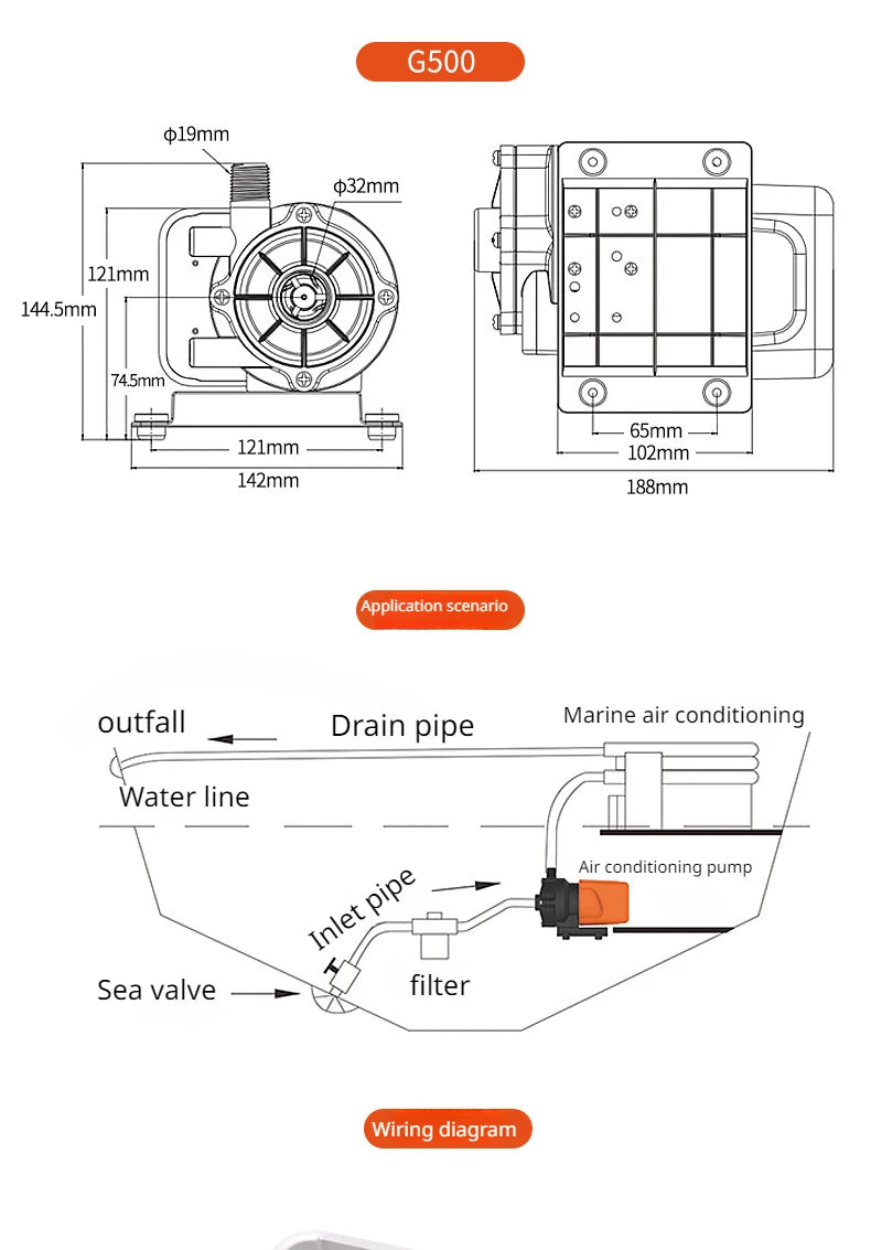 1pcs SEAFLO 500GPH 115V 220V 230V Marine Air Conditioner Magnetic Drive Water Circulation Pump