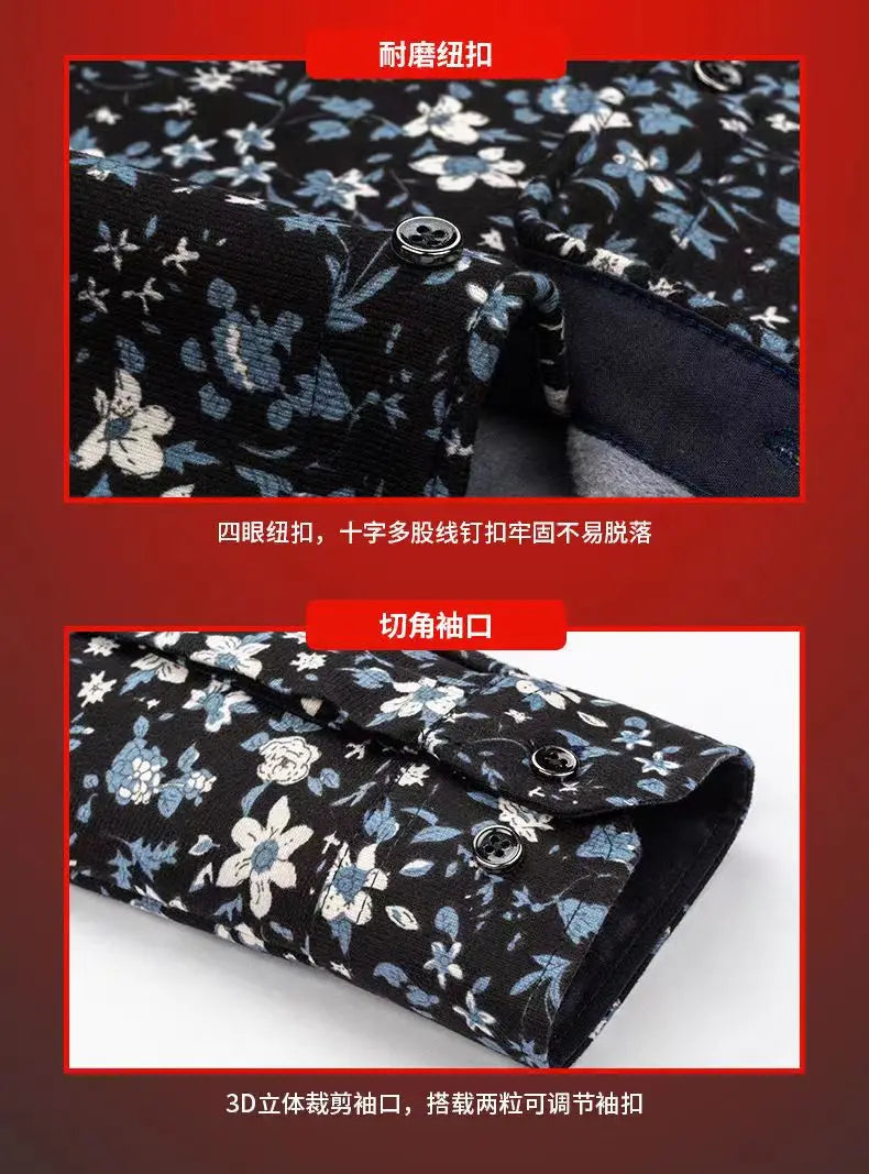 2025 spring shirts flower design high quality thicken casual mens shirt,autumn smart casual shirt men,size M-5XL KCY019