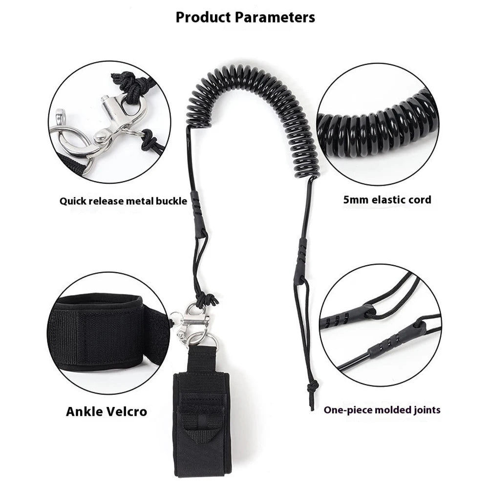 Surfboard Foot Rope Quick Release Surf Board Coiled Leash Adjustable Stand Up Paddle Board Leash Surfboard Accessories