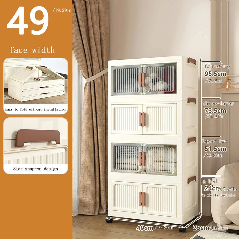 Folding Storage Cabinet Wall Mounted Foldable Locker Compact Organizer for Home Office Space Saving Design