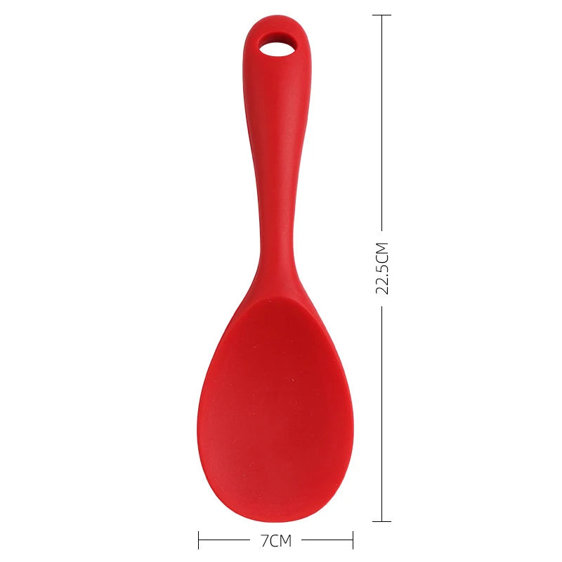 1Pcs Silicone Spoon Non-stick Cooking Spoon Anti-scalding Pot Rice High-temperature-resistant Spoon Durable Kitchen Gadgets