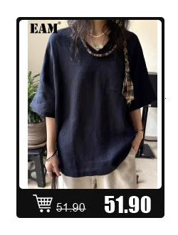 [EAM] Women Coffee Color-block Big Size Long Sweater Dress New Turtleneck Long Sleeve Fashion Tide Spring Autumn 2026 1DJ2393
