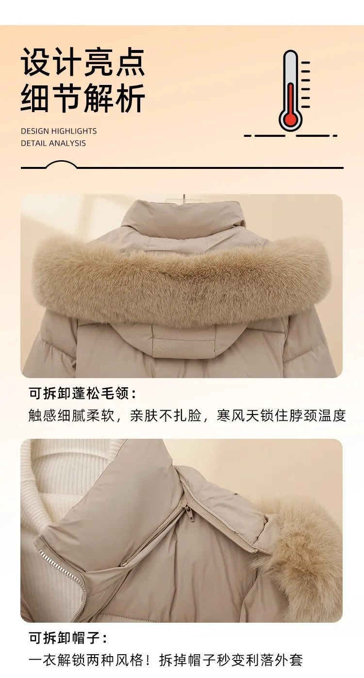 Winter Casual Versatile Cotton-Padded Jacket with Fur Collar Short Hooded Warm Coat New Style Women's Outdoor Puffer Jacket