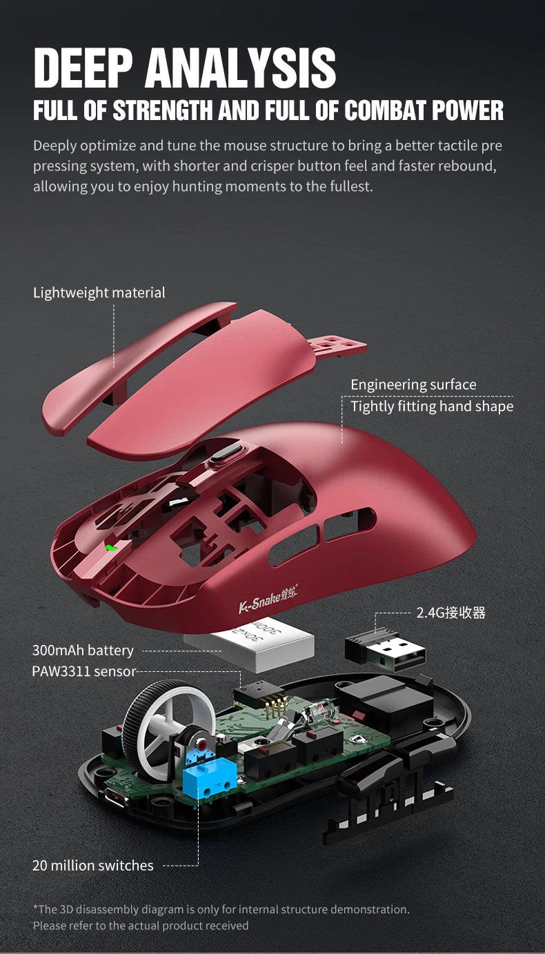 KEBIDUMEI X11 PAW3311 Tri-Mode Wireless Mouse 12000 DPI Gaming Mouse RGB Touch Magnetic Charging Base Bluetooth /2.4G/Wired Mice