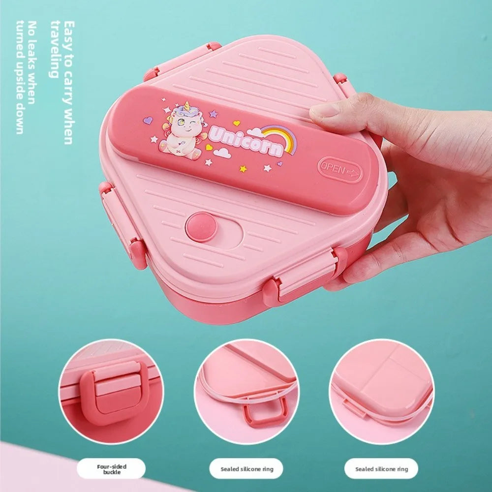 800ML/27oz Lunch Box Three-compartment Lunch Box Children's Student Tableware Container Food Cartoon Storage Box School Camping