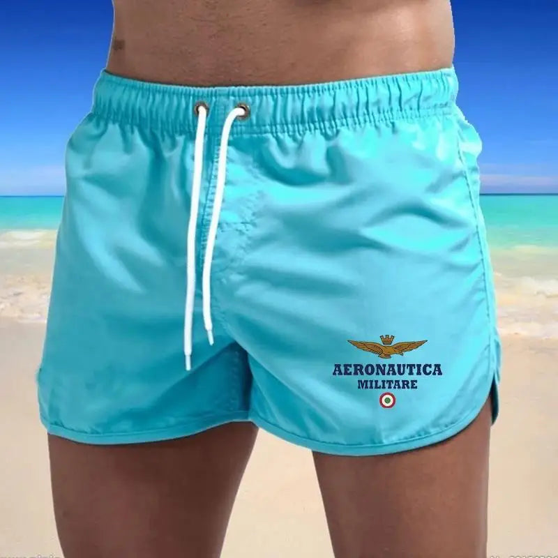 2024 Men's Fashion Printed Swimming Shorts Quick-Drying Beach Suit Breathable Drawstring Pocket