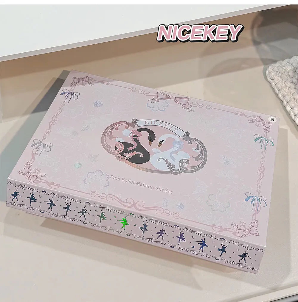 NICEKEY Face Makeup Sets Include 4 Lipgloss,1 Blush,1 Pressed Powder,1 Eyesshadow Palette,1 Contour Palette With Necklace Gift