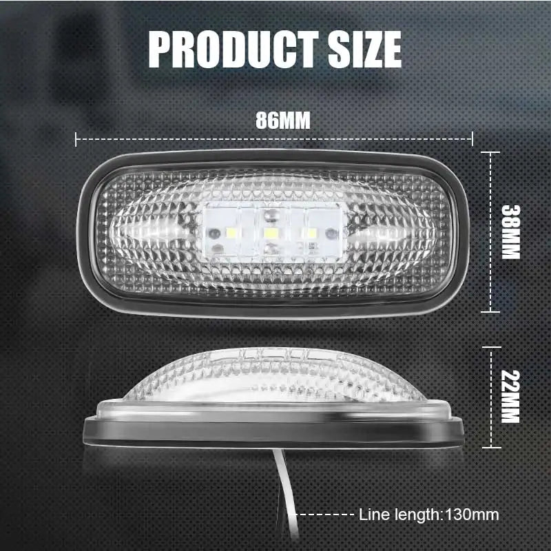 3led Truck Side Marker Light Adhesive Tape Turn Signal Lamp Rear Light Warning Stop Lamp Car Truck Trailer Tractor Lorry 12V 24V
