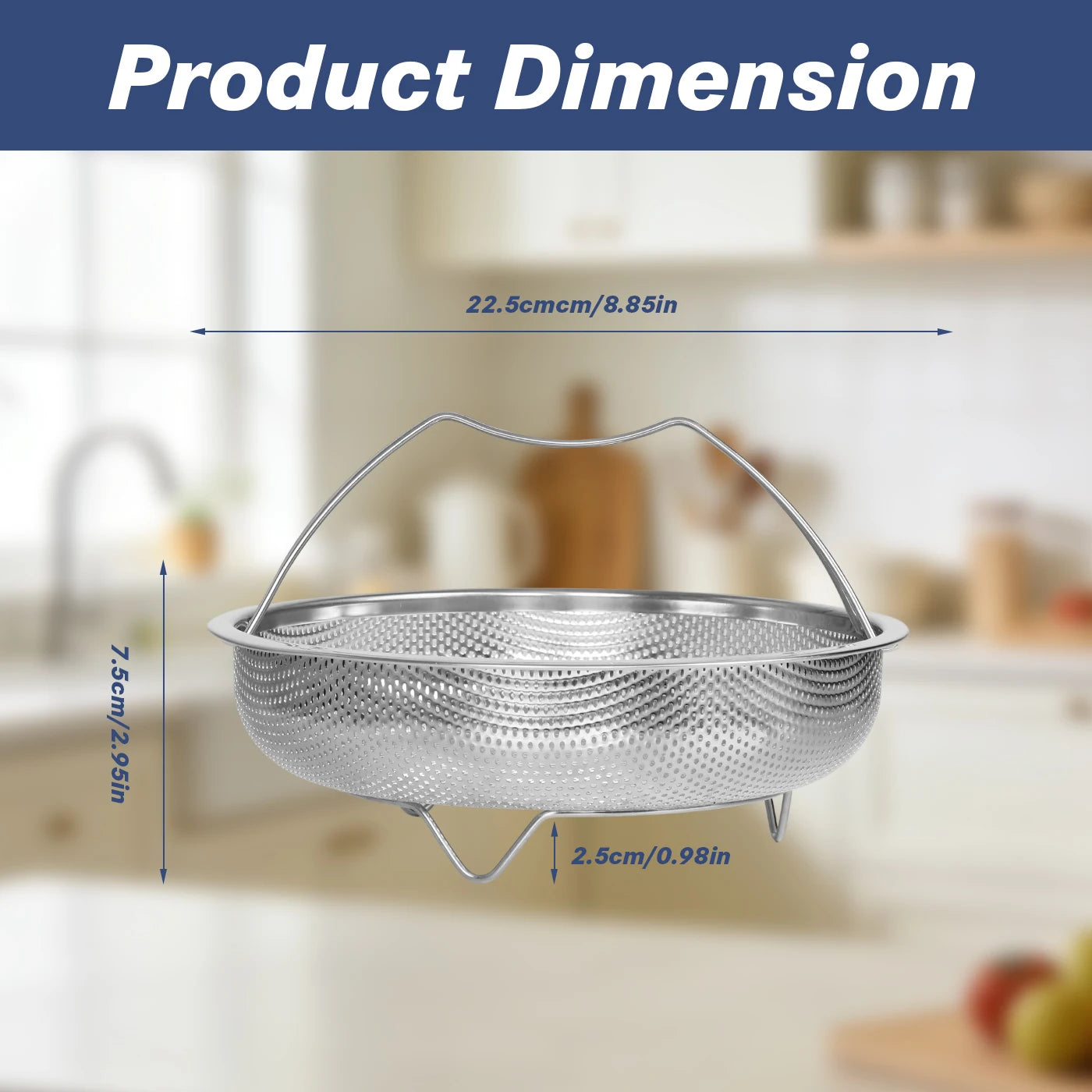 TastyWay Multi-function Stainless Steel Steaming Tray Drain Basket Durable Fruit Vegetable Drainage Basket Cooking Steaming