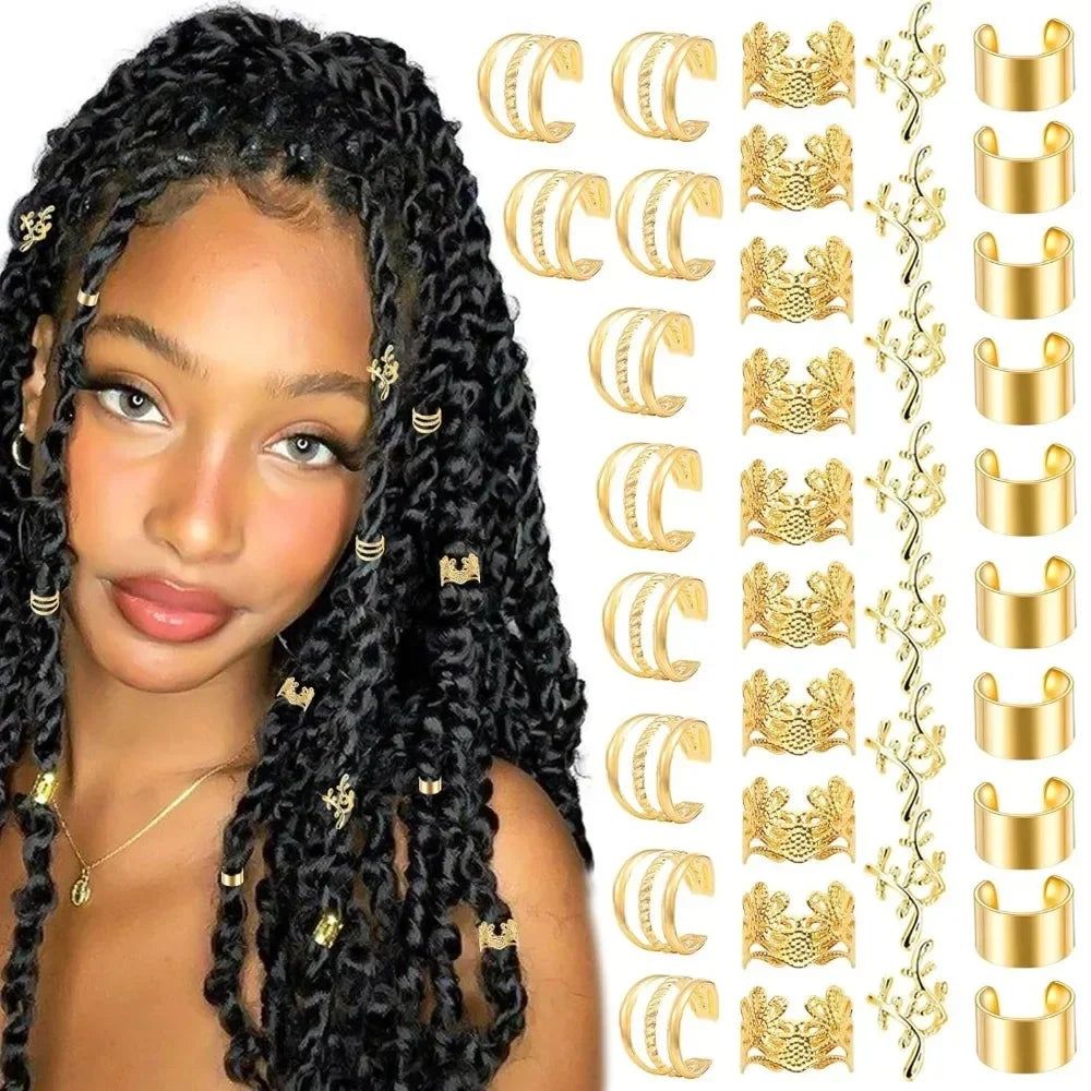 2024 New 40pcs Dreadlock Hair Beads - Stylish Alloy Hair Accessories Loc Hair Jewelry for Braids for Girls and Women