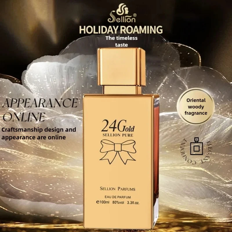 TaoCui Gold Women Perfume 100ml Woody Fragrance with Sandalwood Cedar Musk Long Lasting Elegant Scent Perfect for All Occasions