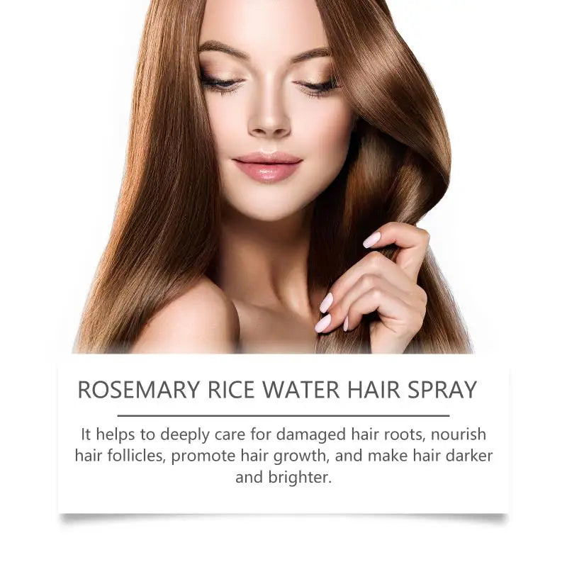 Rosemary Hair Growth Spray with Rice Water Hair Care Oil for Scalp Hydrate Thickness Anti-Flake Soft Smooth Strengthen Hair Mist