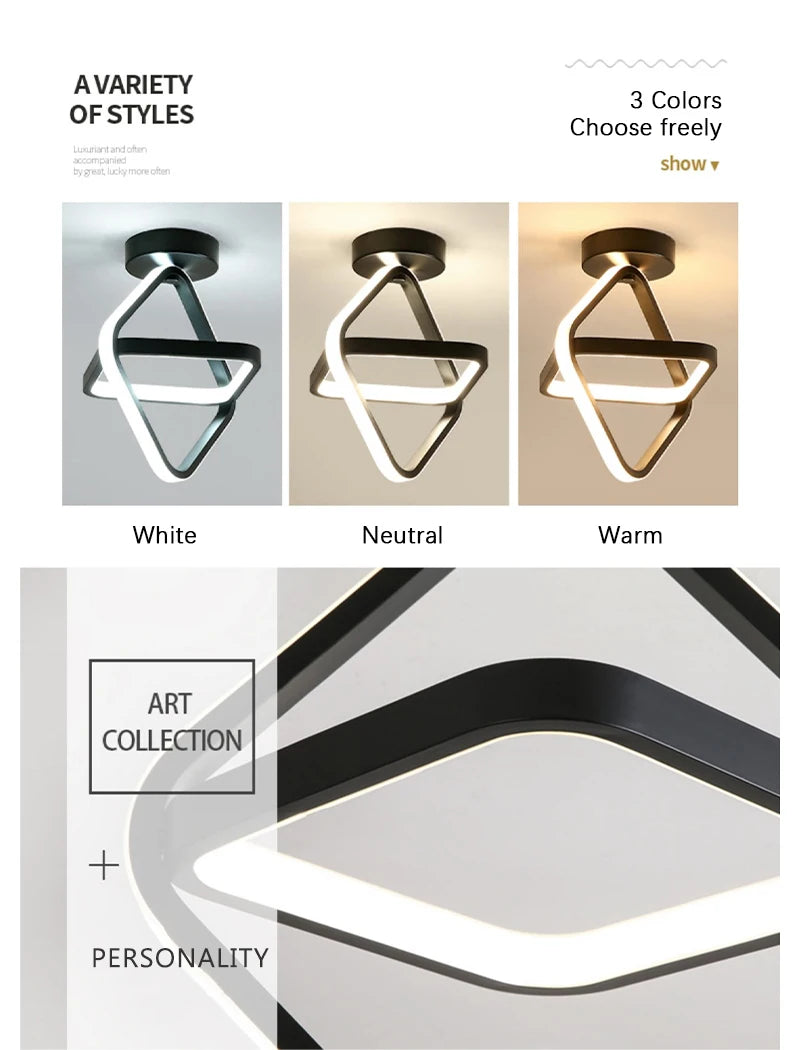 Modern LED Aisle Ceiling Light 2 Ring Creative Dimmable Living Room Ceiling Lamp Hallway Entrance Balcony Office Indoor Lighting