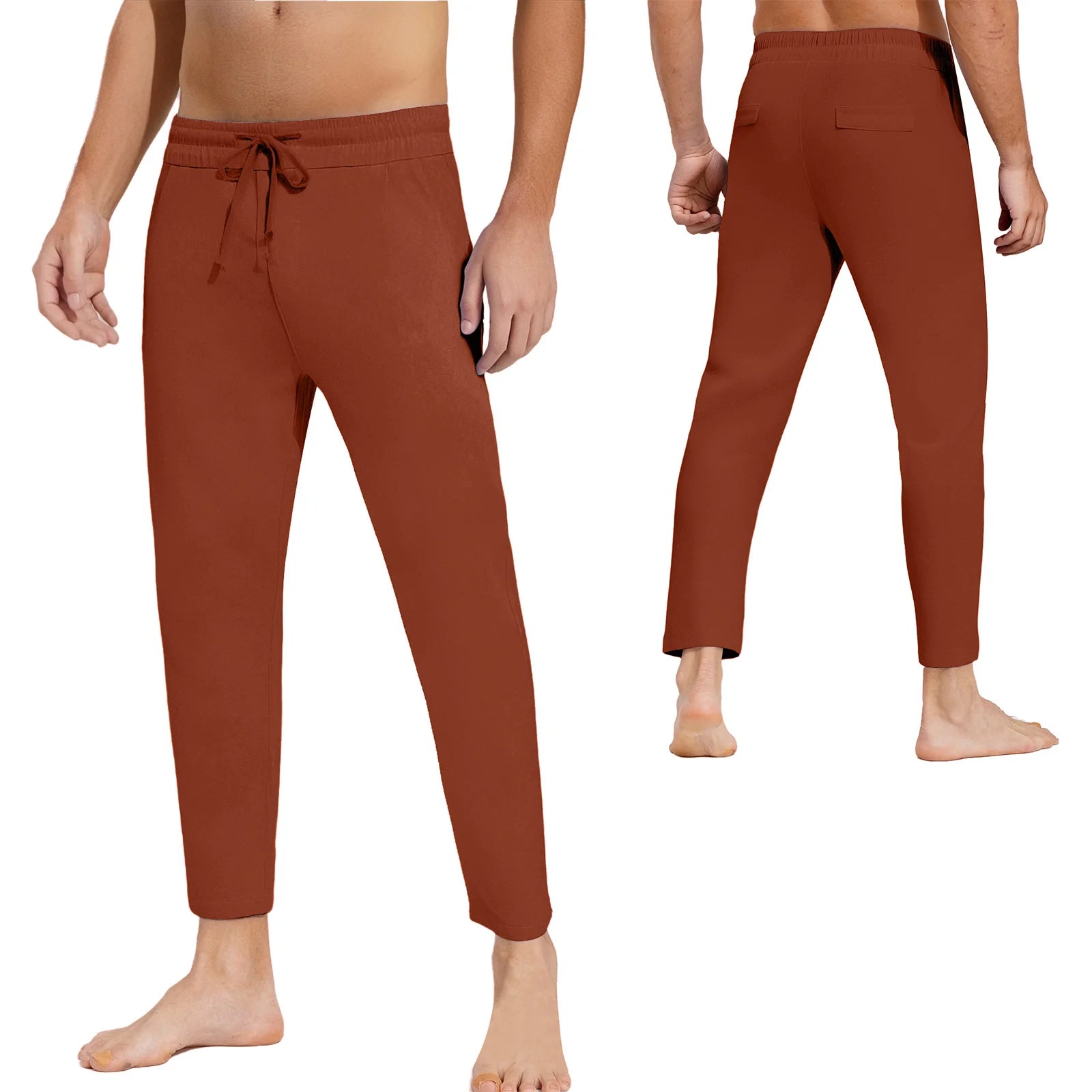 Mens Casual Loose Gym Jogging Fitness Sports Pants Drawstring Elastic Waistband Straight-Leg Trousers Yoga Training Sweatpants