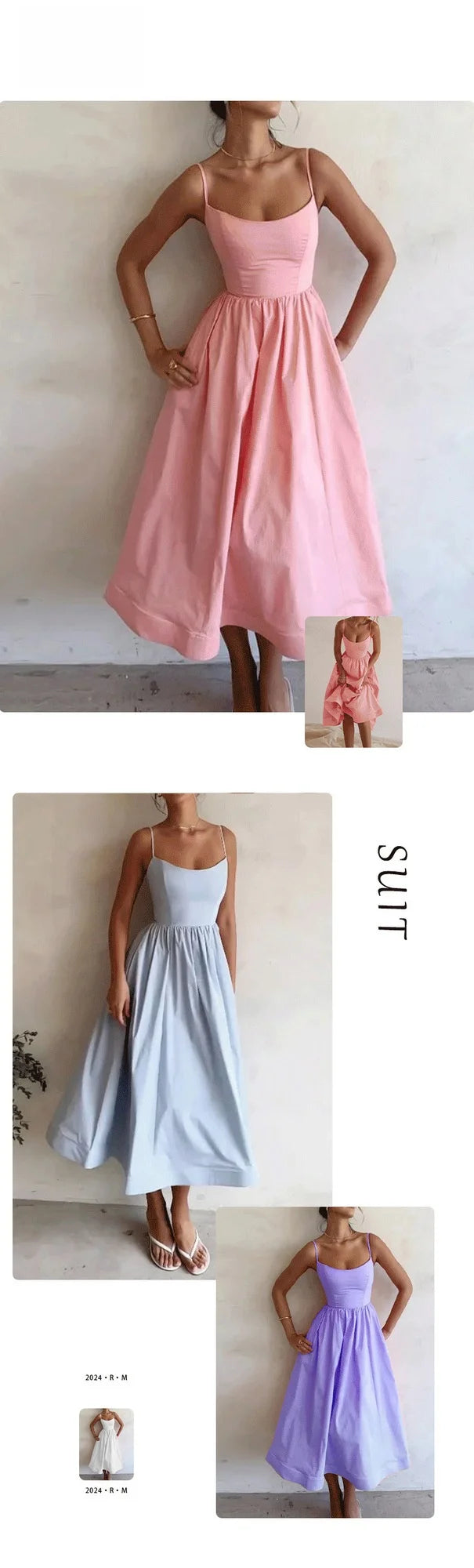 Summer Sexy Women's Strap Dr High Waist A-Line Midi Skirt No Sve Polyester Fabric Commute Sle Folded Drape Gown