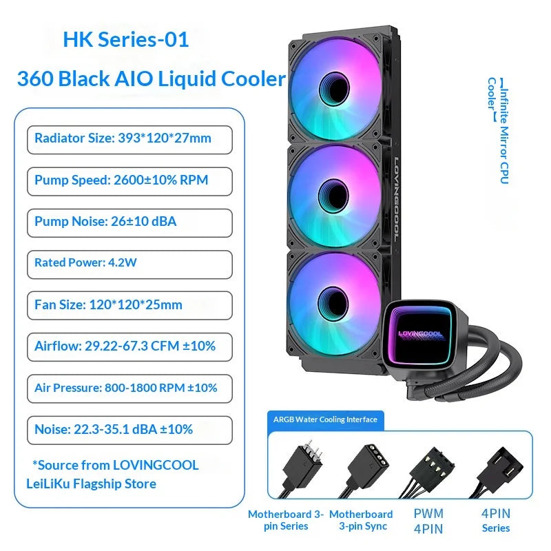 Fmouse Lovingcool Aio Cpu Water Cooler 240mm 360mm Argb Prism Digital Display Temperature Control Aura Sync For Pc Gaming Case