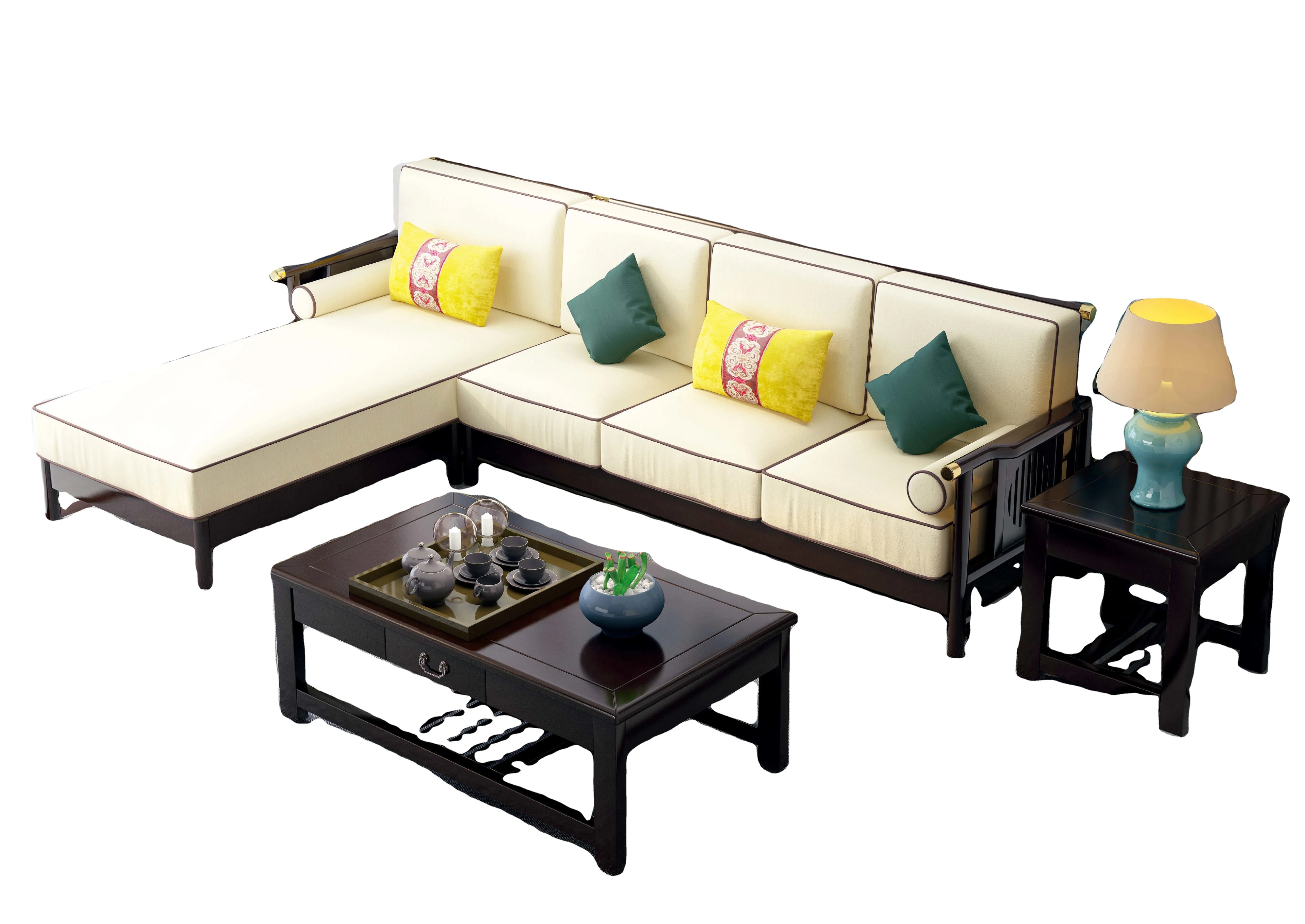 For Modern Home Wooden Sofa Set  Furniture Luxury Living Room Sectional Chesterfield Household Solid Wood Small Size