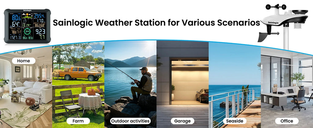 Sainlogic SA9 Plus Smart Weather Station, WiFi/Bluetooth Wireless Sensor, Weatherseed AI 24H Forecast, Rain/Wind/UV, 2-Year Data