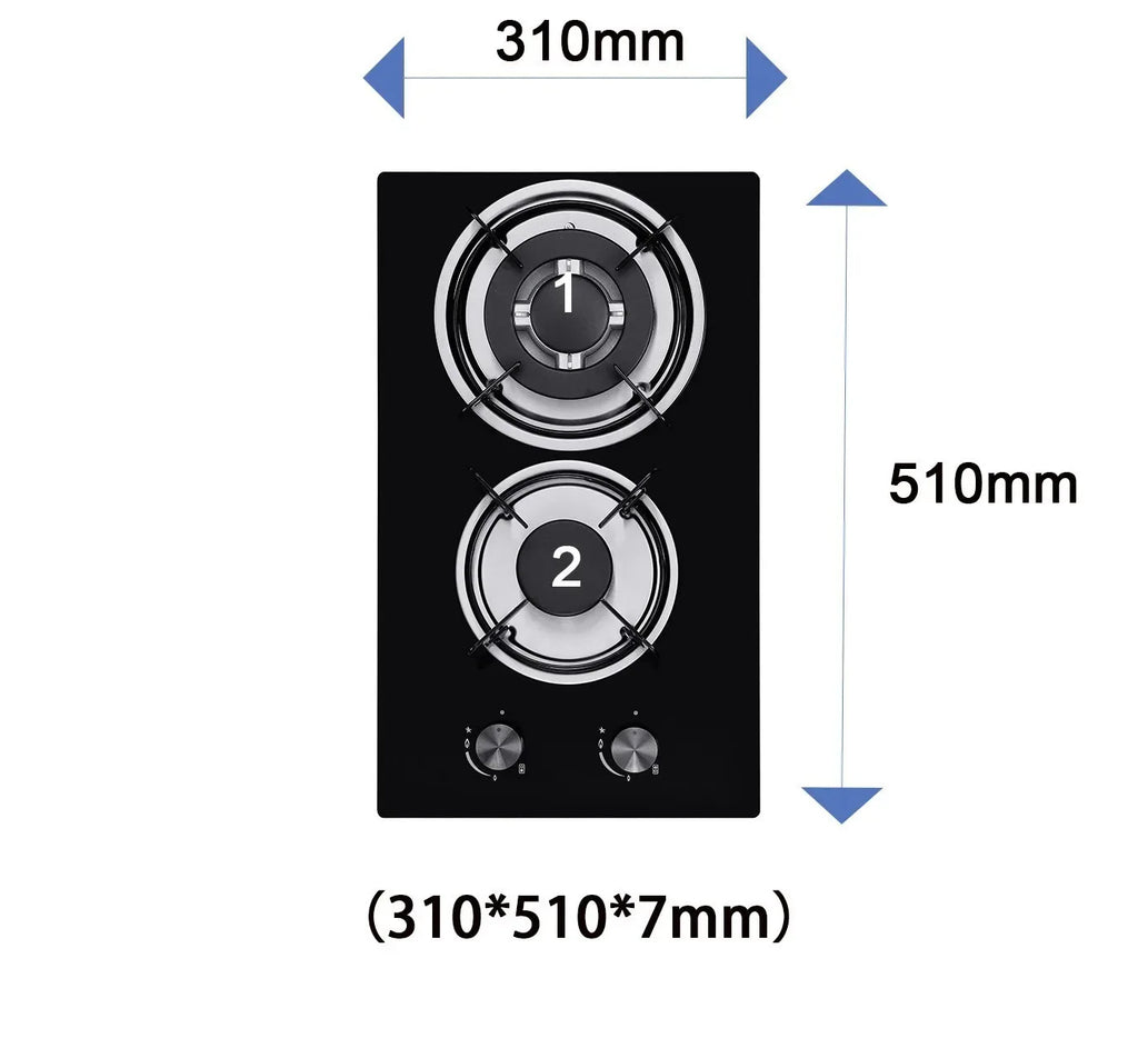 2 Burner Gas Stove, Tempered Glass, Home Kitchen Cooktop, 2 Heads, Durable, Easy to Clean, Gas Cooker
