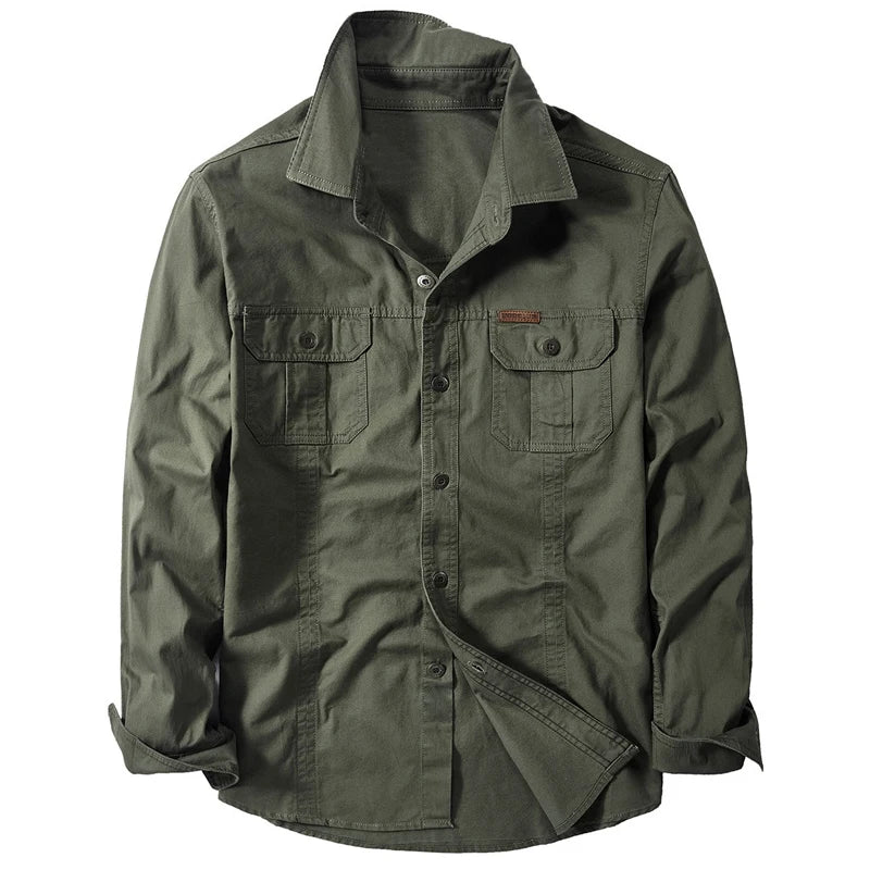 Brand Cotton Shirt Men's Spring Casual Cargo Shirts Male Long Sleeves Shirts Camiseta Masculina Plus Size 5XL 6XL