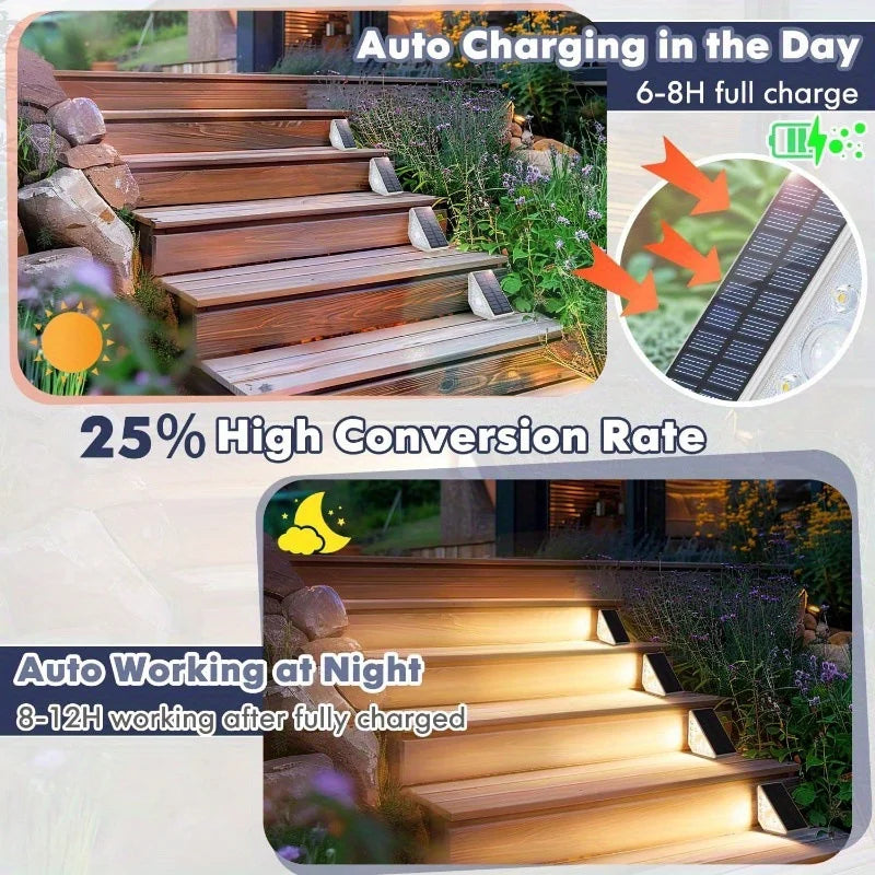 Solar Step Lights Outside 10 LEDs Solar Stair Lights Outdoor Waterproof Security Wall Motion Sensor Lamp For Garden Stair Patio
