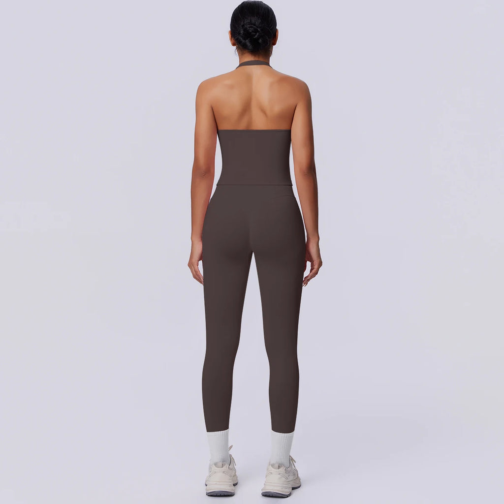 2PCS Woman Yoga Set Solid Color Sexy Fitness Top Summer Gym Workout High Stretch Female Pants Sports Fitness Clothing Yoga Set