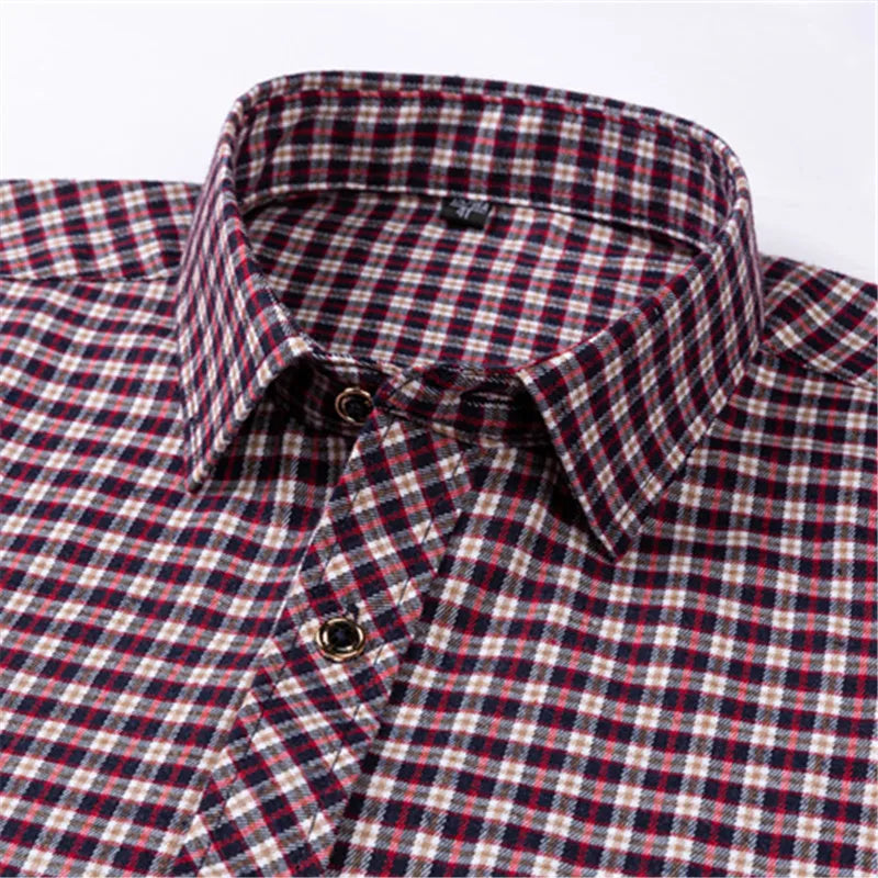 New Fashion Shirts For Men's Long Sleeve Spring Autumn Soft Regular-fit Brushed Single Pocket Checked Comfort Casual Plaid Shirt