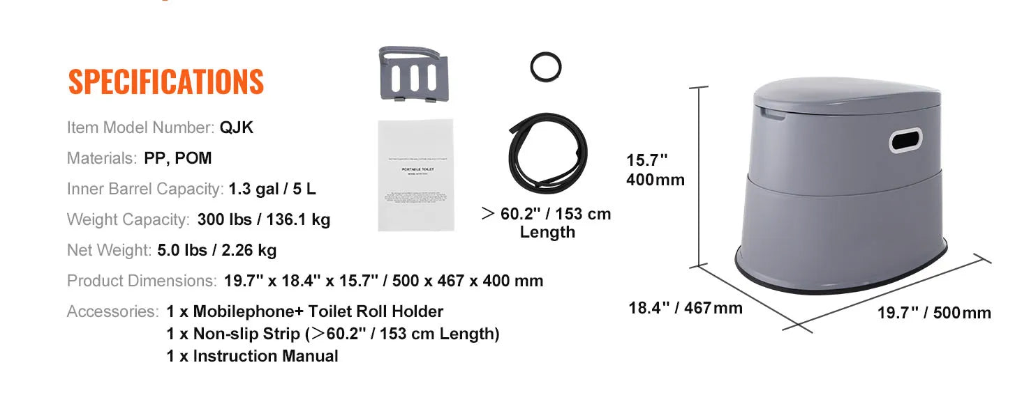 SucceBuy Portable Toilet for Camping Porta Potty with 1.3G Detachable Inner Bucket Travel Toilet for Outdoor Camping Travel