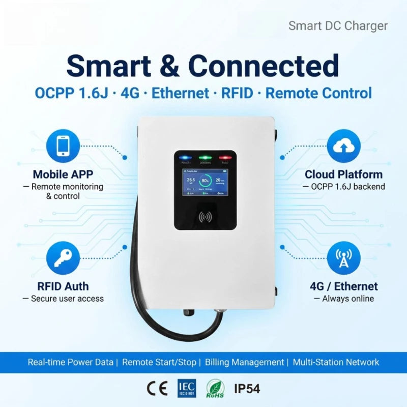 Fast Ev Charging Station CCS1 CCS2 CHAdeMO GBT 20KW 30KW 40KW Level 3 DC Electric Car Charger for Home Garage Use