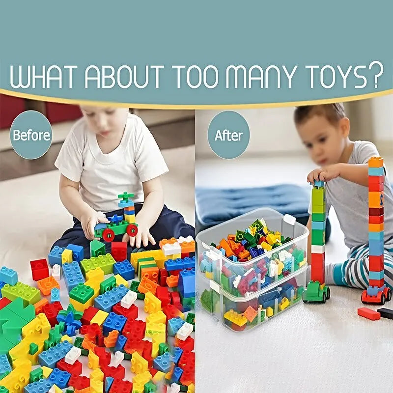 Building Blocks Toys Storage Box for Lids Brick Shaped Plastic Kids Bin Child Toy Containers Sundries Stackable Organizer