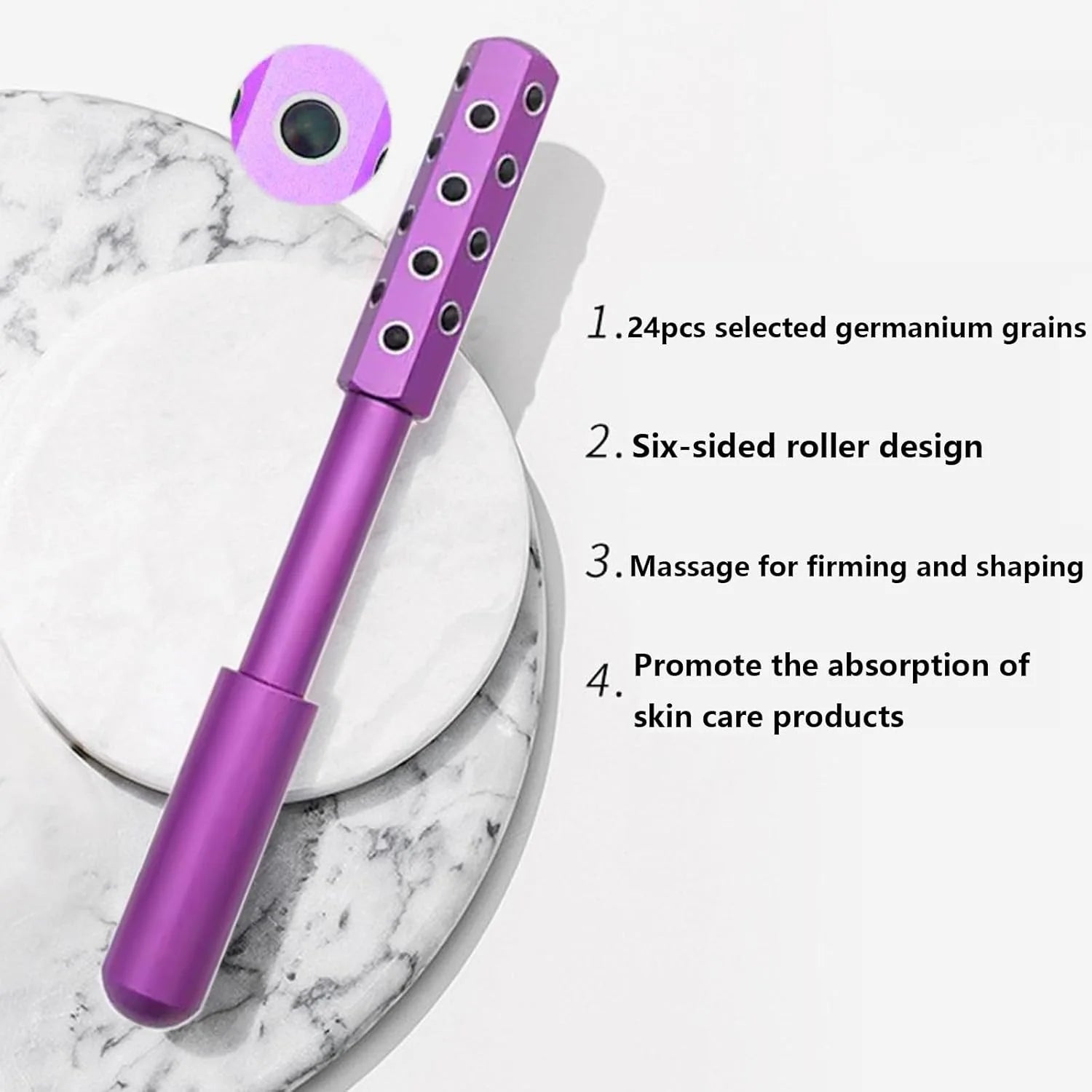 Germanlum Beauty Wand - Faclal Lifting And Massage Roller Massager - Non ElectricQuartz Stone Faclal Massage Tool,-Friendly