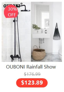 OUBONI Brush Gold Bathroom Shower Systerm Bathtub Faucet Wall Mount Golden Plated 2 Ways athtub Mixer Shower Set Mixer Tap