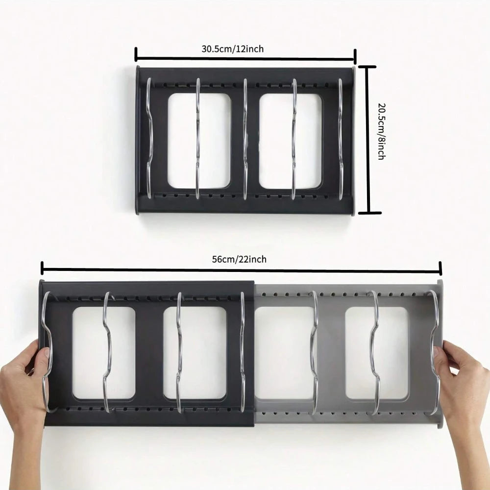 Expandable Pans Organizer Rack Kitchen Cabinet Pan Rack Drawer Expanding Cookware Space Saving Kitchen Cabinet Organizer Holde