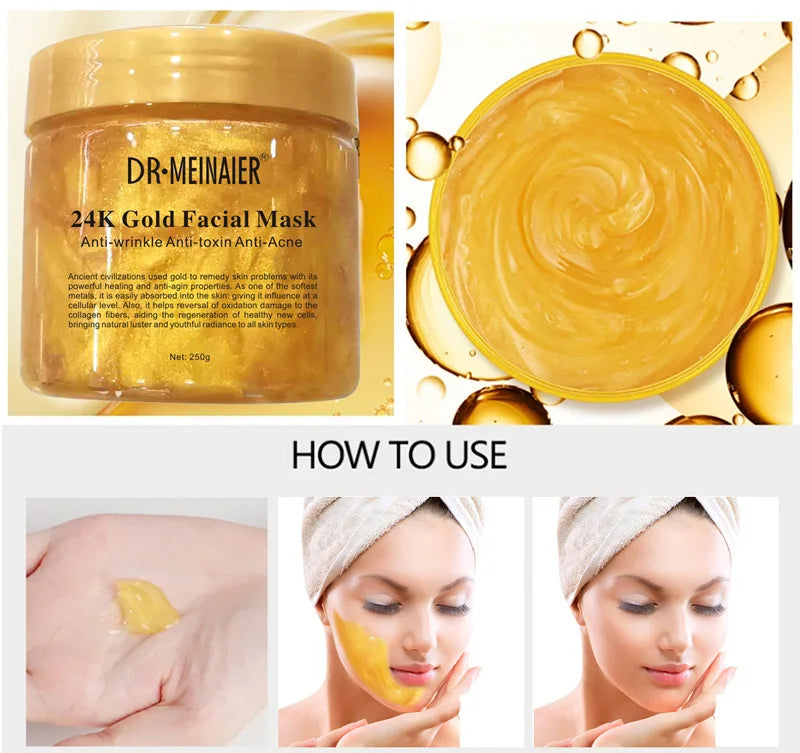 250g 24K Gold Collagen Repair Sleeping Facial Mask for Firming, Hydration, and Moisturizing Face Cream Apply-on Mask Skincare