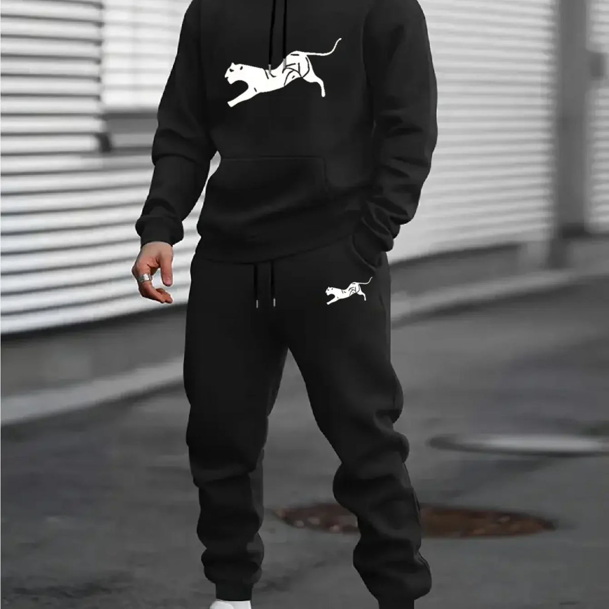 New autumn hoodie hooded set for men and women with drawstring and pockets suitable for daily casual wear, warm and comfortable