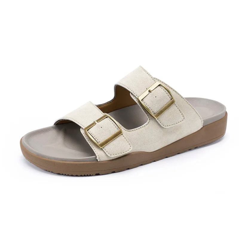 Suede Leather Mens Slippers Casual Sandals Breathable Slides Lightweight Summer Beach Flats Outdoor Walking Shoes Zapatos Hombre