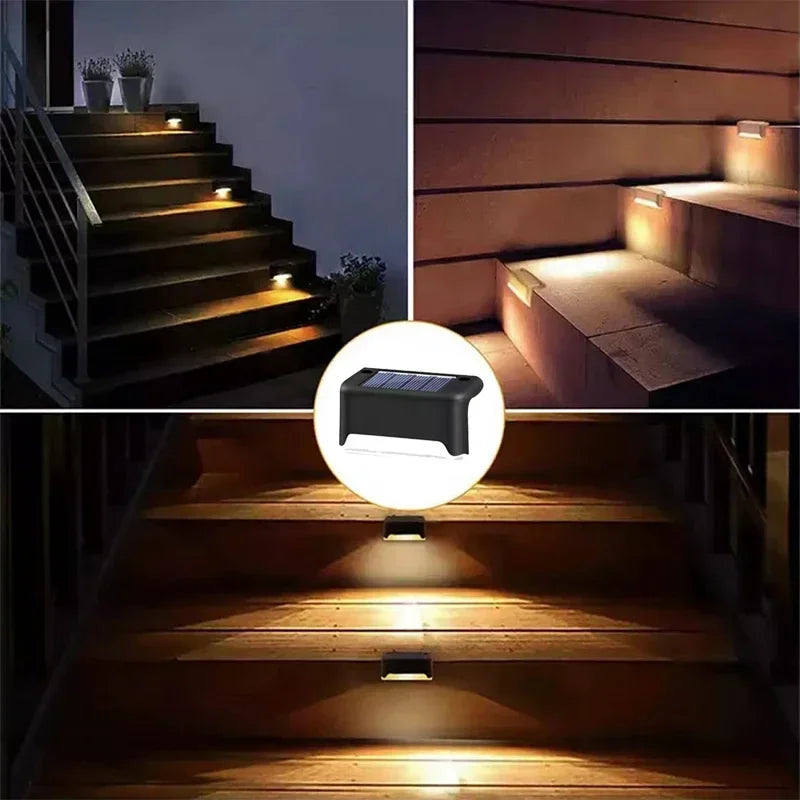 4-12Pcs Solar Deck Lights Outdoor Waterproof LED Fence Lights Step Garden Decorate Lamp for Patio Stairs Railing Pathway