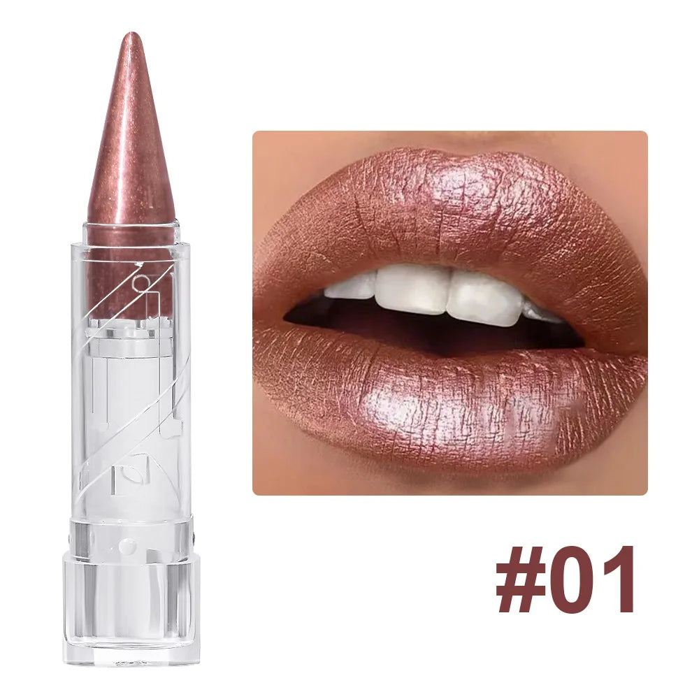 6Color Pearlescent Velvet Lipstick Pen Multipurpose Long-Lasting Moisturize Waterproof Brighten Glitter Lip Makeup Cosmetic Tool